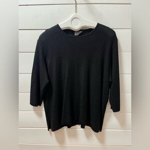 LOUIS LEONHARDT Black Textured Knit Top – Women’s 50